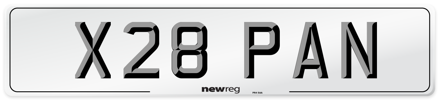 X28 PAN Number Plate from New Reg